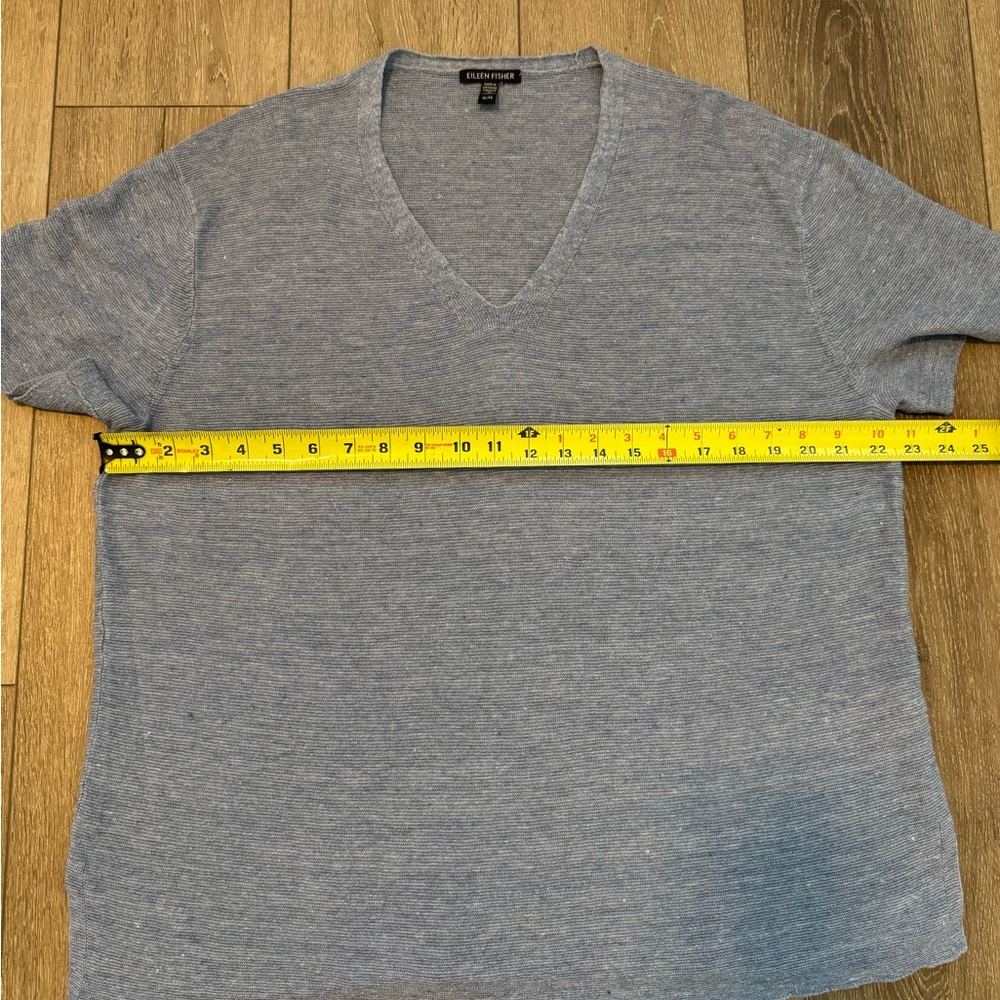 Eileen Fisher Classic Lightweight 100% Organic Linen Top In Soft Heather Blue XL - Picture 8 of 9